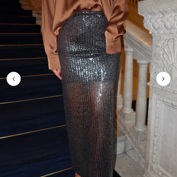 Vestique Gray Sequin Maxi Pencil Skirting - Picture 4 of 6